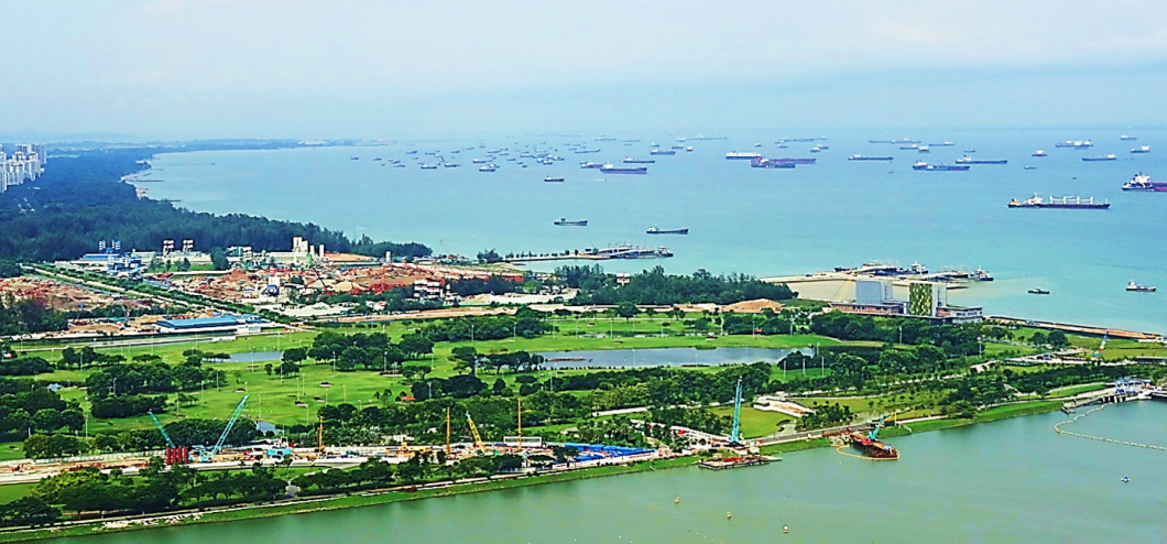 View of ships from Marina Bay Sands SkyPark