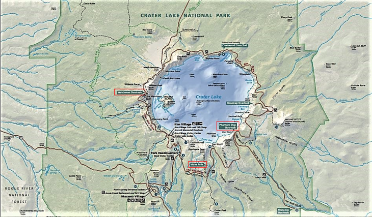 map of crater lake